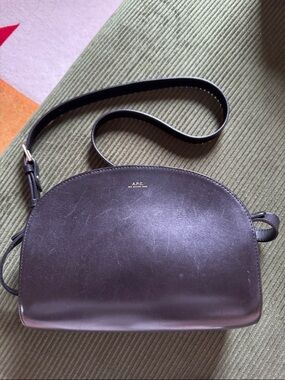 A.P.C. Black Demi Lune Leather Crossbody Bag
